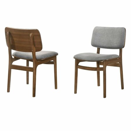 ARMEN LIVING 18.5 in. Lima Wood Dining Accent Fabric Chairs, Walnut & Grey, 2PK LCLMSIGRWA